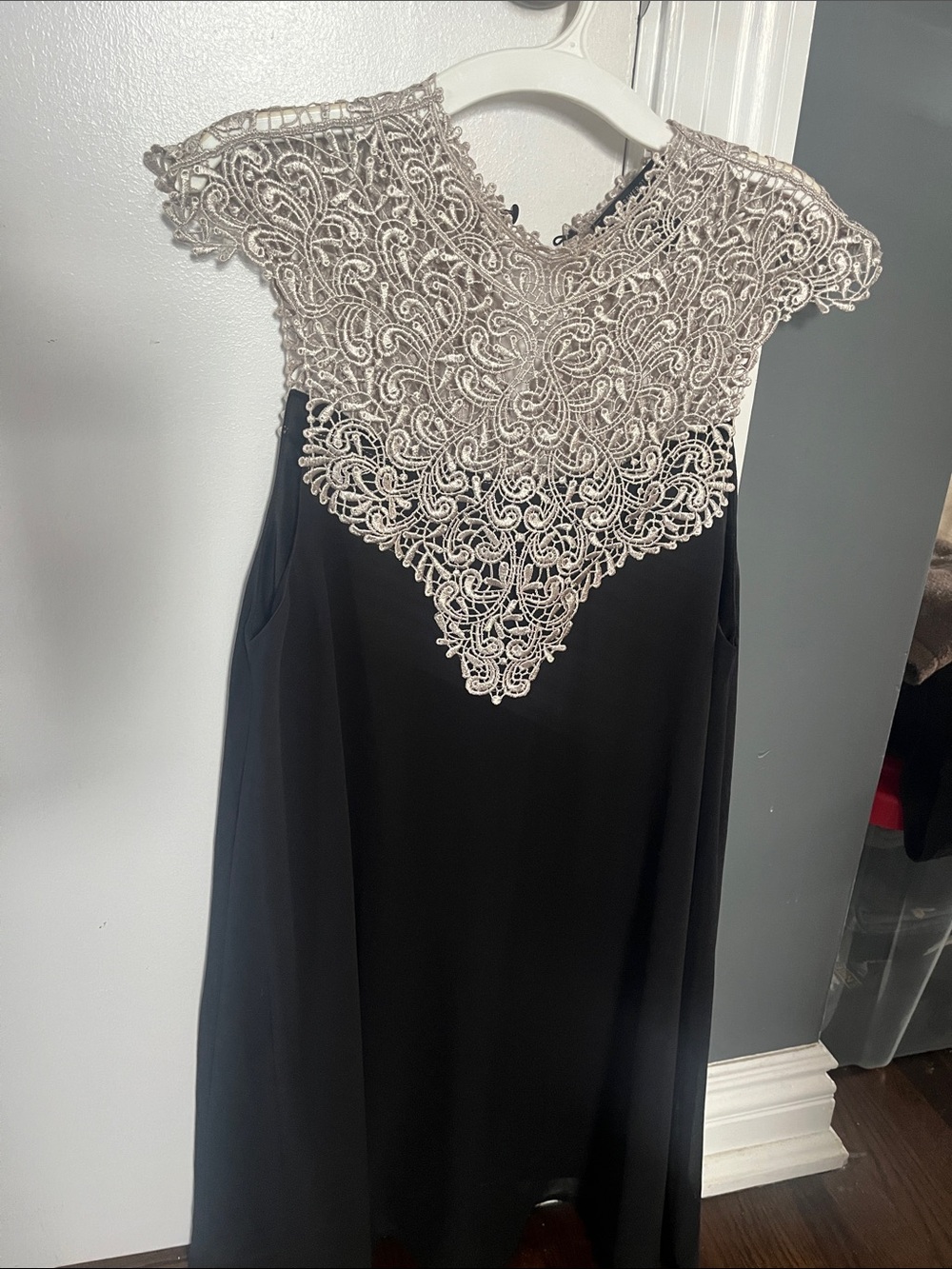 Forever 21 Black Dress with Ivory Lace Yoke